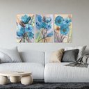 Ver imagem 4 de Conjunto 3 Quadros Decorativos Tela em Lona Flores Aquarelas 100x60cm para Sala Quarto