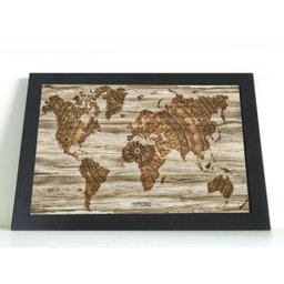 QUADRO DECORATIVO MAPA MUNDI ANTIGO COM VIDRO - 30x50 - 1