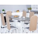 Ver imagem 1 de Kit 6 Capas Encosto de Cadeira de Ferro Tubular Cozinha e Jantar Malha Helanca Elástica:avelã Bege