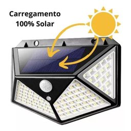 Luminária Parede Solar 100 Leds Bateria Luz Balizador Jardim - 4