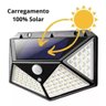 Luminária Parede Solar 100 Leds Bateria Luz Balizador Jardim - 4