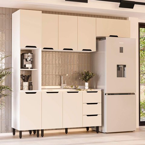 Armário de Cozinha Modulada Completa 4 Peças 240cm sem Tampo 250054 Meena Politorno Móveis