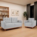 Ver imagem 1 de Kit Sofá 2 Lugares e 1 Poltrona Luxo Moderno Sala de Estar Linho Samuel