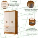 Ver imagem 4 de Guarda-roupa Madri Pequeno Quarto 4 Portas 2 Gavetas Freijo com Off White