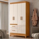 Ver imagem 2 de Guarda-roupa Madri Pequeno Quarto 4 Portas 2 Gavetas Freijo com Off White