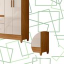 Ver imagem 5 de Guarda-roupa Madri Pequeno Quarto 4 Portas 2 Gavetas Freijo com Off White