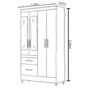 Ver imagem 6 de Guarda-roupa Madri Pequeno Quarto 4 Portas 2 Gavetas Freijo com Off White