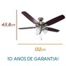 Ventilador Teto Hunter Fan Builder Plus Niquel 5 Pás com Luminária 127V com Controle Remoto St50061 - 2