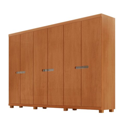 Guarda Roupa Casal Paris Mdf 6 Portas e 6 Gavetas com Pés Moderna Mobília