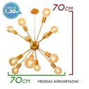 Ver imagem 2 de Pendente Sputnik Atom Cobre Fosco + 12 Lâmpadas Filamento de Carbono 220V G95 St598