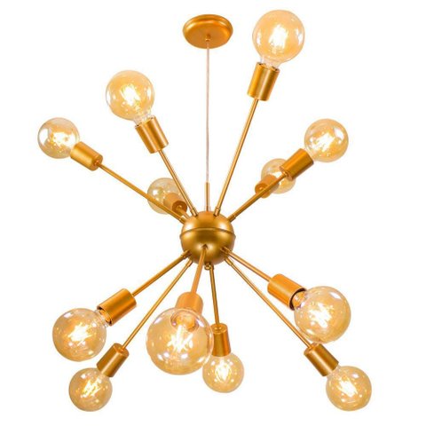 Pendente Sputnik Atom Cobre Fosco + 12 Lâmpadas Filamento de Carbono 220V G95 St598