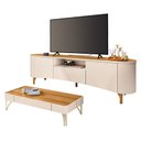 Ver imagem 1 de Rack Bancada Elara com Mesa de Centro Cadenza Off White Cinamomo - Hb Móveis