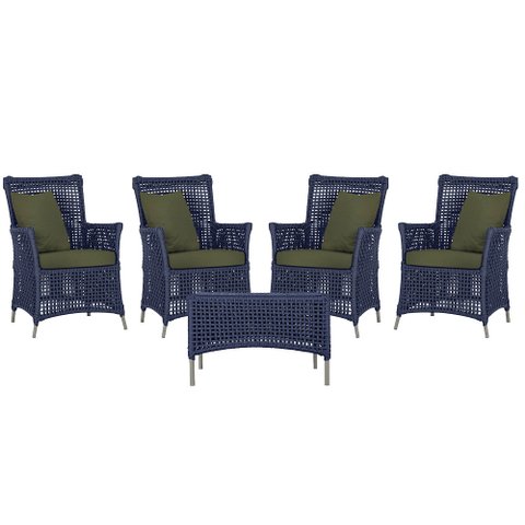 4 Poltronas e 1 Mesa Igapó em Alumínio Pintura Fendi Corda Náutica Estofado 13