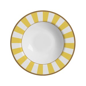 Conjunto com 6 Pratos Fundo Stripe Amarelo Ø25cm Alleanza Cerâmica