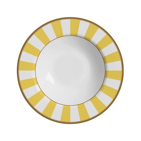 Conjunto com 6 Pratos Fundo Stripe Amarelo Ø25cm Alleanza Cerâmica