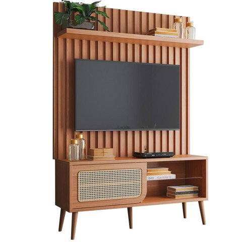 Rack para Sala com Painel Ripado para Tv 55 Pol Egon D03 Freijó - Lyam Decor