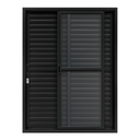 Ver imagem 1 de Porta Balcão de Aluminio Preto 3 Folhas Linha 25 com Fechadura 2,10x1,50