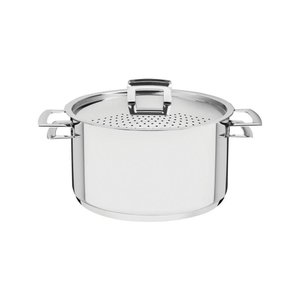 Espagueteira Tramontina Brava em Aço Inox com Fundo Triplo Tampa e Alças 24 Cm 6,1 L