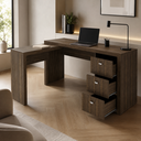 Ver imagem 3 de Escrivaninha de Canto para Escritório Home Office 3 Gavetas Nogal - Tecnomobili