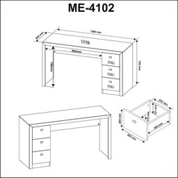 Mesa para Escritório ou Escrivaninha 1,36m com 3 Gavetas Várias Cores Me4102 Tecno Mobili - Nogal - 7