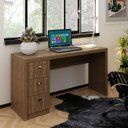 Ver imagem 1 de Mesa para Escritório ou Escrivaninha 1,36m com 3 Gavetas Várias Cores Me4102 Tecno Mobili - Nogal