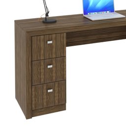 Mesa para Escritório ou Escrivaninha 1,36m com 3 Gavetas Várias Cores Me4102 Tecno Mobili - Nogal - 3