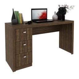 Mesa para Escritório ou Escrivaninha 1,36m com 3 Gavetas Várias Cores Me4102 Tecno Mobili - Nogal - 2