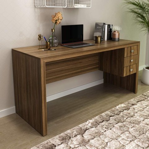 Mesa para Escritório Engrossurada 1,55m 3gav Me4113 Tecno Mobili - Nogal