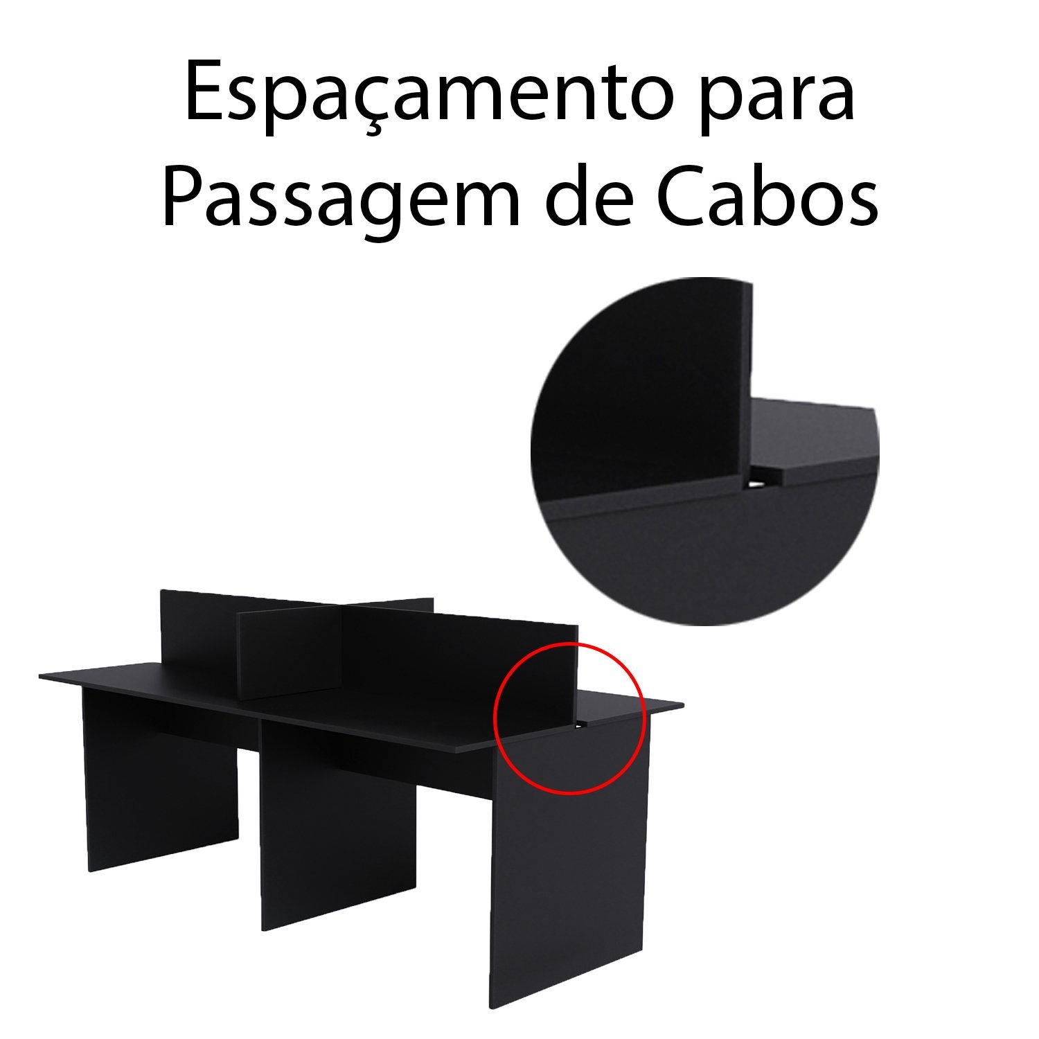 Baia de trabalho 4 Lugares Cor:Preto - 3