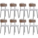 Ver imagem 1 de Kit 08 Cadeiras Estofada Para Sala De Jantar Barcelona L02 Couríssimo Marrom Linho Cinza - Lyam Lyam