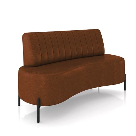 Sofá 2 Lugares Living 135cm Pé Ferro Pto Maraú Sintético Pu K01 - D'Rossi