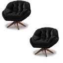 Ver imagem 1 de Kit 2 Poltrona Decorativa Estofada Base Giratória Califórnia Cor:preto