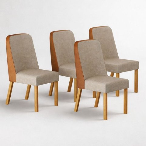 Kit 4 Cadeiras Maciça de Jantar Estofada Iza- Arbo Design