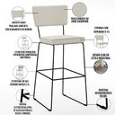 Ver imagem 4 de Banqueta Alta para Cozinha Sala de Jantar Base em Aço Fixa Allana L02 Linho Champagne - Lyam Decor