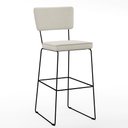Ver imagem 1 de Banqueta Alta para Cozinha Sala de Jantar Base em Aço Fixa Allana L02 Linho Champagne - Lyam Decor