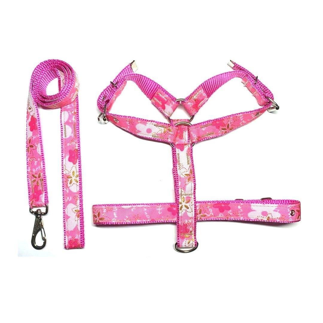 Coleira Peitoral Pit Bull 25 Mm Xadrez para Cachorros - Rosa