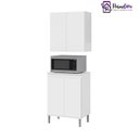 Ver imagem 1 de Conjunto Armário Aéreo e Balcão Microondas Para Cozinha 02 Portas EJ:Branco