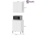 Ver imagem 3 de Conjunto Armário Aéreo e Balcão Microondas para Cozinha 02 Portas Ej:Branco