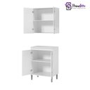 Ver imagem 3 de Conjunto Armário Aéreo e Balcão Microondas Para Cozinha 02 Portas EJ:Branco