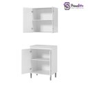 Ver imagem 2 de Conjunto Armário Aéreo e Balcão Microondas para Cozinha 02 Portas Ej:Branco