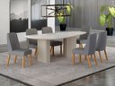 Ver imagem 1 de Conjunto Jantar 6 Cadeiras Maciça 2x1 Vdo Iza - Arbo Design- Off White Linho Cinza