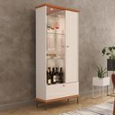 Ver imagem 1 de Cristaleira Império Led e Espelho Mdf 25mm Vidro 4mm Soft Close Design Moderno Lukaliam Off White/