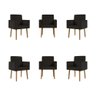 Kit 06 Poltronas Decorativa Recepção Oferta Courino Balaqui Cor:courino Preto - 1