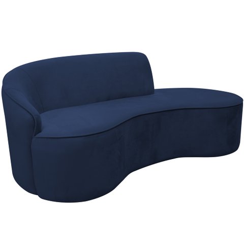 Sofá Curvo 2 Lugares 150cm Eron Braço Direito Veludo Azul Marinho - Nexta Casa