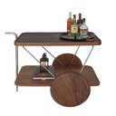 Ver imagem 5 de Carrinho para Bar Sertao Couro Castanho com Nogueira e Base Gold 110 Cm - 62150