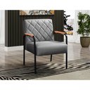 Ver imagem 3 de Poltrona Ludmilla Linho Matelassê Pés em Metal Cinza Bella Decor