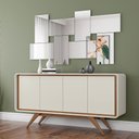 Ver imagem 5 de Balcão Buffet Decorativo Maverick 4 Portas Pés de Madeira Nature/OffWhite - Gran Belo