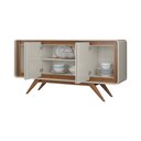 Ver imagem 6 de Balcão Buffet Decorativo Maverick 4 Portas Pés de Madeira Nature/OffWhite - Gran Belo