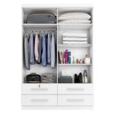 Ver imagem 2 de Guarda Roupa Solteiro Maximus Plus 4 Portas com Espelho 4 Gavetas Branco