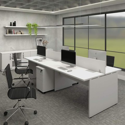 Plataforma 2,70m C/ Divisória P/ 4 Pessoas e 2 Gav. Cinza F5 Cor:cinza